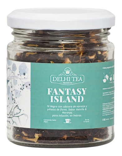 Imagen 1 de 6 de Te Hebras Delhi Tea Premium Frasco Fantasy Island