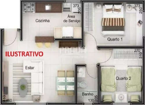 Apartamento Mobiliado P Alugar Com 51m2, 2 Quartos, 1 Banhei