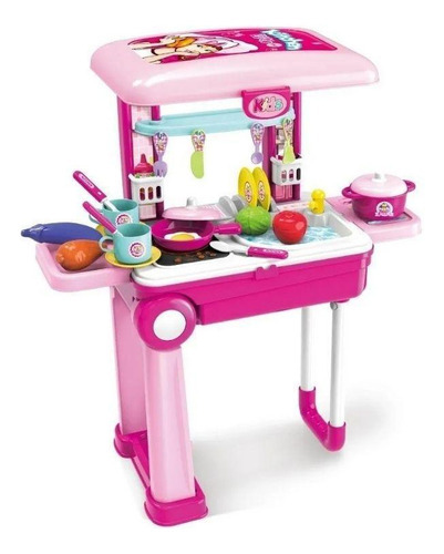 Estufa de cocina Toy Chef para niños, maleta Rodinha 2 en 1