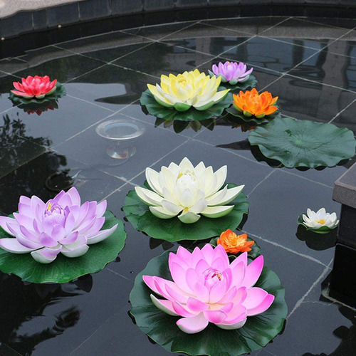 - Flores De Loto Flotantes, Hojas De Loto Artificiales, 6