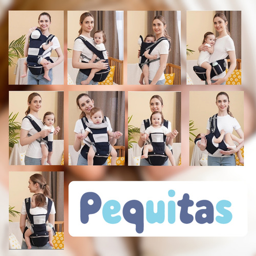 Mochila Porta Bebé Ergonómica 10 En 1 Silla Carrier Pequitas Azul