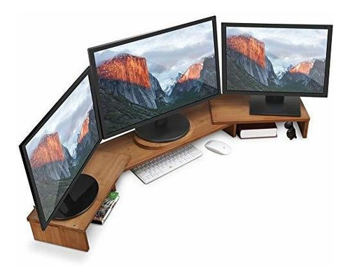 Tribesigns Soporte Para Monitor 3 Estante Bambu Longitud Z7