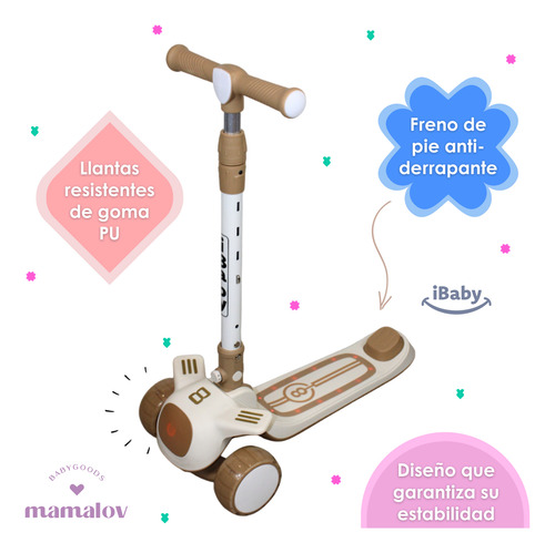 Scooter 2 En 1 Con Asiento Y Música Ibaby Cullinam 2-12 Años