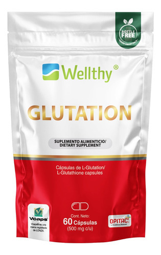 Glutation 60 Cápsulas 500mg C/u Wellthy Sabor Sin Sabor