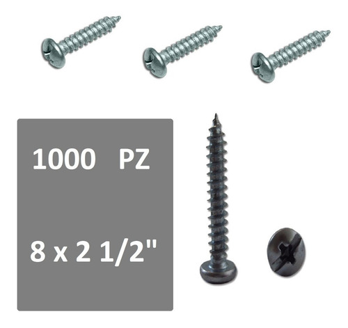 Pija Lamina Galvanizada Cabeza Cruz Plano 8 X 2 1/2 (1000pz)