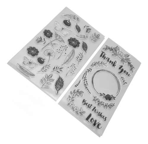 Plant Stamps, 2 Tarjetas Combinadas De Silicona Con Estampad