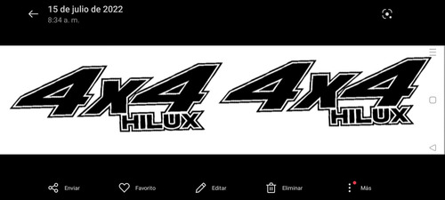 Sticker Calcomania 4x4 Hilux Set X2 