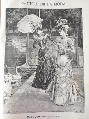 Cartel Retro Gaceta Antigua.   Paginas De La Moda   1898 /19