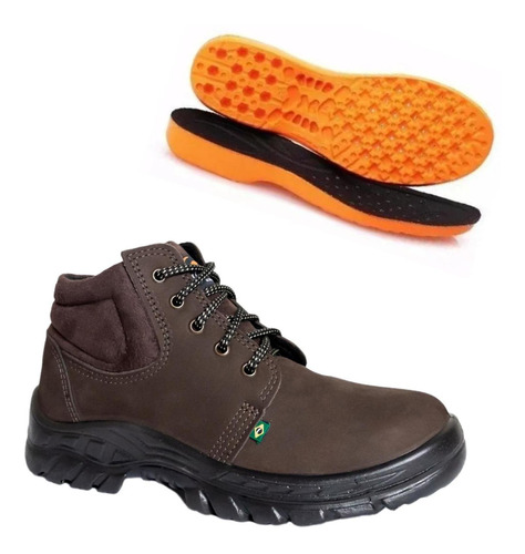 Bota Segurança Ecosafety Bico Composite Couro Nobuck Café