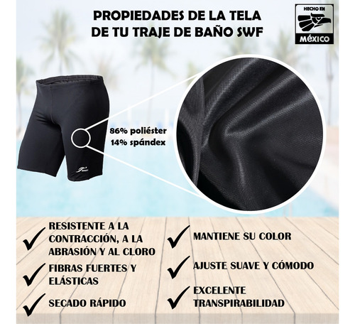Traje De Baño Niño Jammer Deportivo Natacion Licra Swf Negro 8