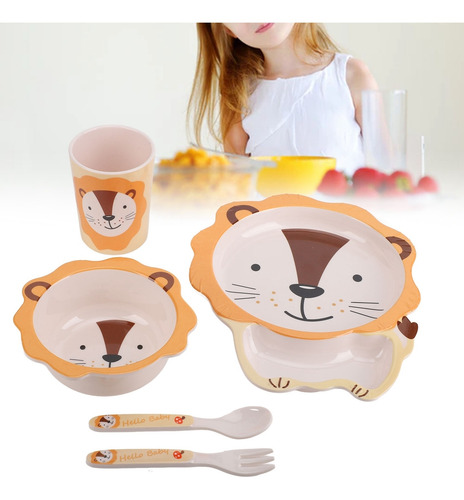 Juego De Platos De Dibujos Animados, Utensilios Para Niños P