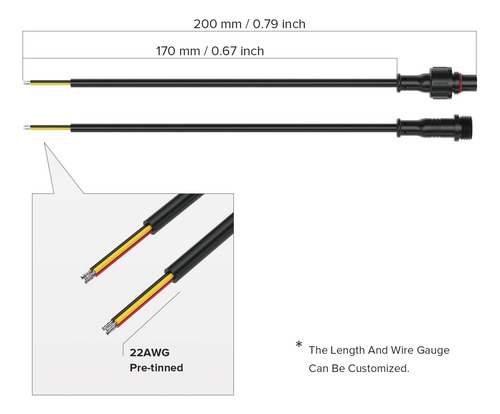 Conector Eléctrico 3 Pines Macho/hembra 22awg Ip65