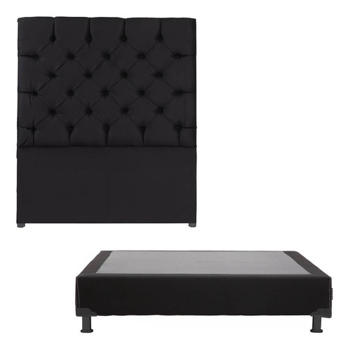 Cabecera Matrimonial Dicasa Capri + Box Black Negro
