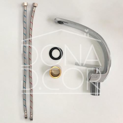 Torneira Banheiro Curvada Cascata Misturador Monocomando Metal Cromado Bancada Pia Lavabo Alto Padrão Torneira Curva Slim Bica Baixa Quente Frio Dona D.cor
