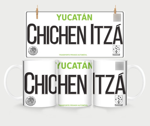 Chichen Itzá Taza Café Placa Vehicular Souvenirs Recuerdos