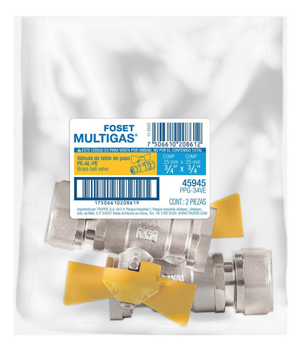 Valvula Conexion Para Manguera De 3/4 Tubo Flexible Gas Gris