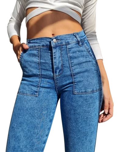 Jeans Joguer Dama Elastizado Con Bolsillos Carpintero