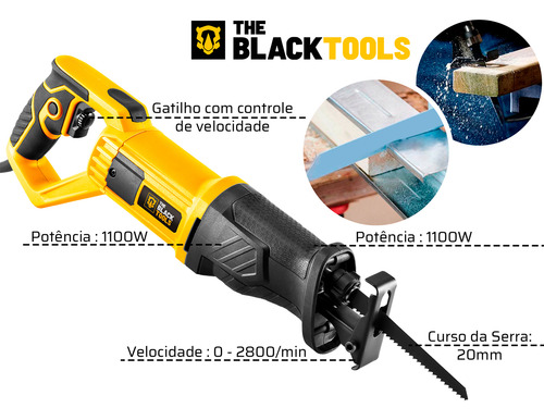 Serra Sabre Elétrica Com Lâminas 20mm 1100w + Acessórios