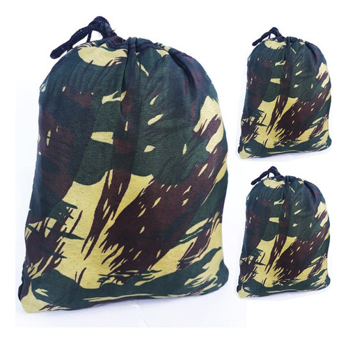 Kit 3 Redes De Dormir Nylon Camuflada Selva Militar Camping