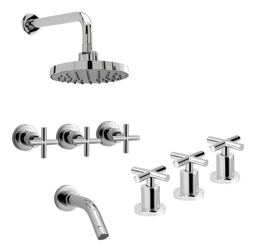 Combo Griferías Peirano Valencia Bidet Ducha Embutir Set