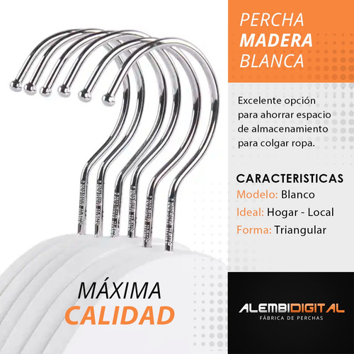 Perchas De Madera Lustrada X 10 Premium