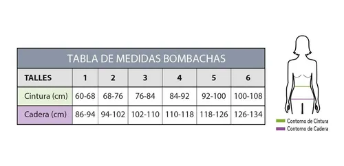 Tabla de talles bombachas hotsell