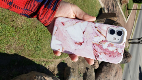 Funda Mármol Color Blanco Y Rosa Para iPhone