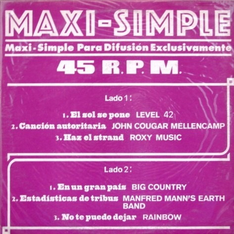 Maxi Difusion - Level 42, Rainbow, Roxy Music - Vinilo 1984