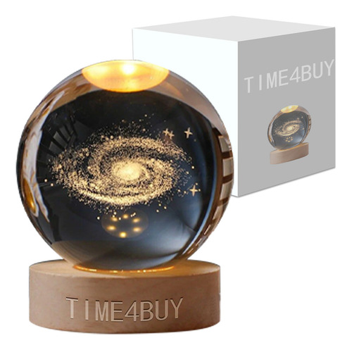 TIME4BUY Luz De Noche 3D Bola De Cristal Galaxia Con Puerto De Carga Usb