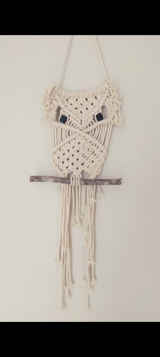 Atrapasueño Colgante Búho Tulum Macramé Decoracion Artesanal Beige Colgante Buho
