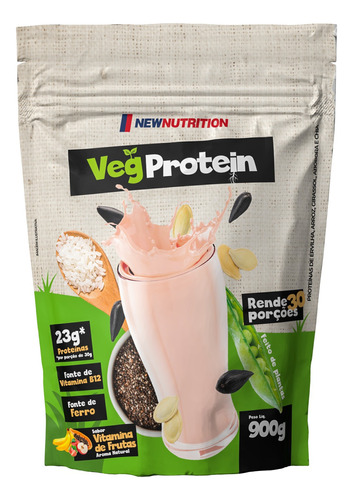 Proteína Vegetal Veg Protein Blend 900g Newnutrition Sabor Vitamina de frutas