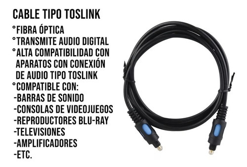 Cable Digital De Audio De Fibra Óptica 1.98m Ce Tech