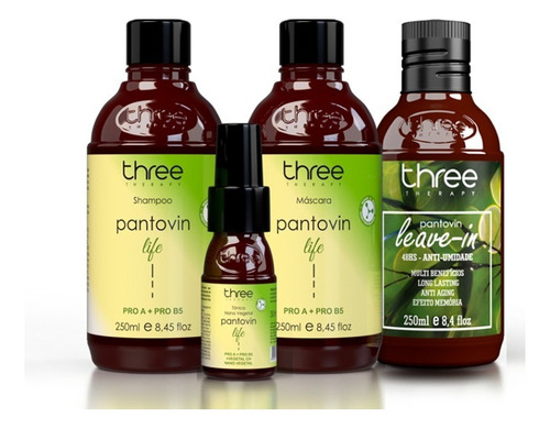 Kit Pantovin Life Leave-in 48h Cresce Cabelo Three Therapy 