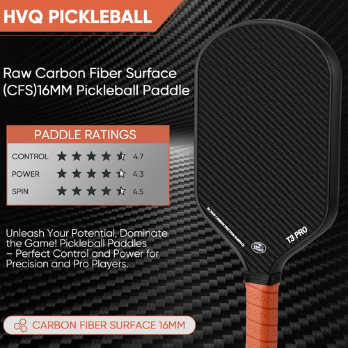 Superficie De Fibra De Carbono Cruda Pickleball Paddle Hvq 3