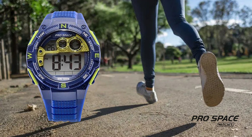 Reloj Pro Space Psh0075-dir-2h Crono Alarma Timer Wr 100mts Azul Azul Gris
