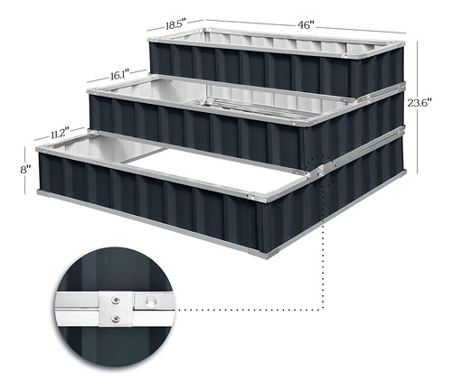 Cama De Jardín Elevada De 3 Niveles, Marco Desmontable De Ac