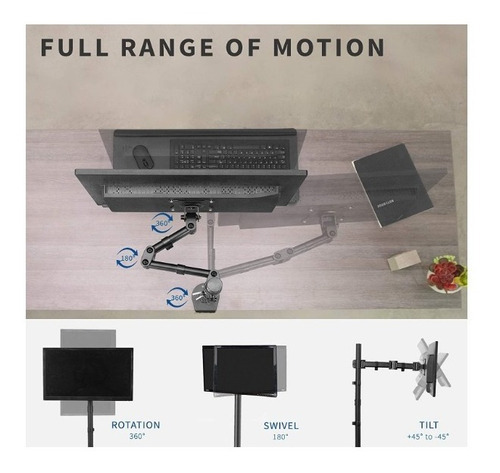 Vivo Montaje Monitor Extra Alto Ajustable Pantalla Hasta 32 Color Negro