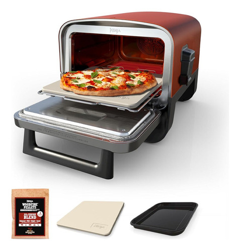 Horno Eléctrico De Exterior 8 En 1 Woodfire Oo101euraw Ninja Color Rojo
