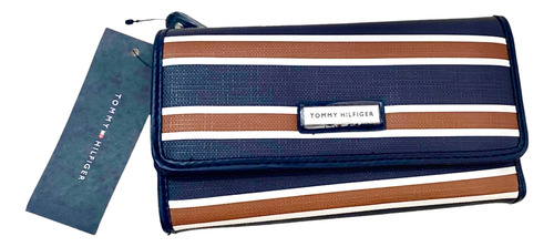 Billetera Tommy Hilfiger Cuero Sintético Diseño A Rayas 