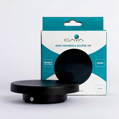 Kit 3 Arandela Mini Eclipse 3w Luz Amarela Ip65 Gaya 3191 Cor Preto 127/220V