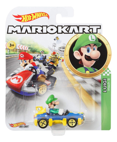 Hot Wheels Gbg27 Mario Kart 1:64 Luigi Fundido A Presión Con