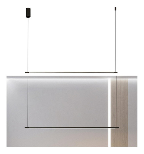 Lámpara Colgante Lineal Negra Mate Led Horizontal 60 Cm