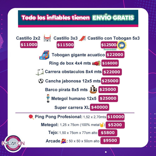 Imagen 6 de 10 de Alquiler De Inflables Acuatico Castillo Tobogan Envio Gratis