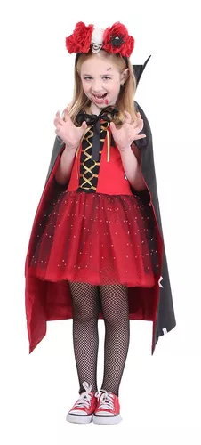 Fantasia Halloween Vampira Elvira Infantil