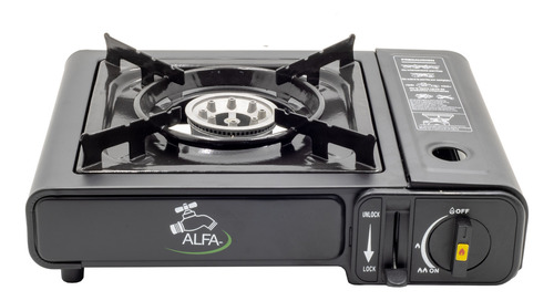 Parrilla Portátil Para Acampar Gas Butano 1 Quemador Color Negra Marca Alfa