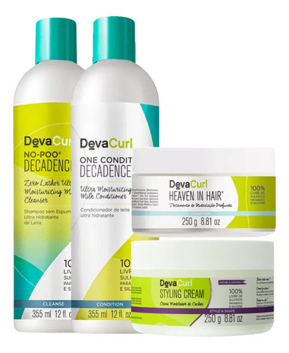 Kit Deva Curl Decadence Sh+ Cond+ Másc + Styling Cream 250g