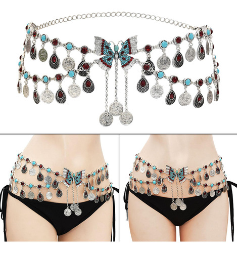2 Danza Del Vientre Cuerpo Cadena Cintura Cadena Plata