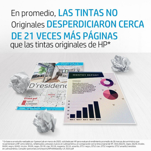 Imagen 7 de 7 de Pack Cartuchos Tinta 662 Negro + Tinta 662 Tricolor