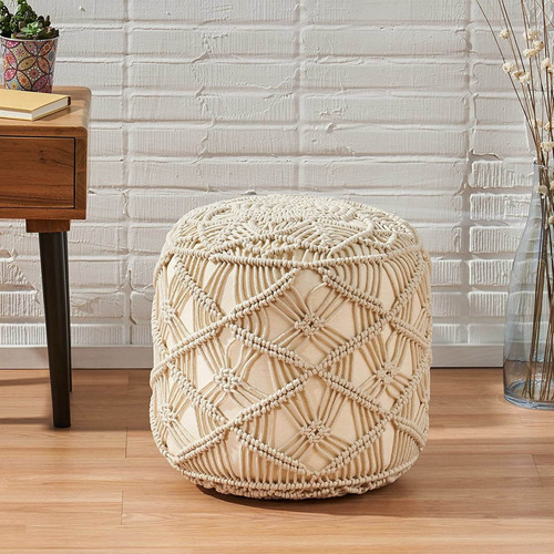 Puf Makenzie Macrame Cube, Natural