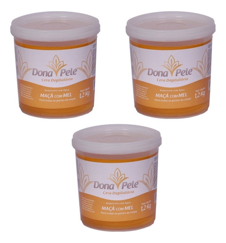 Cera Depilação Intima 3x1,2kg Maçã Hidrossoluvel Dona Pele